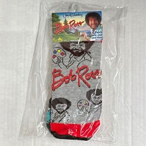 Bob Ross Joy of Painting Graphic Print Low Cut Socks Mens One Size 2 Pairs
